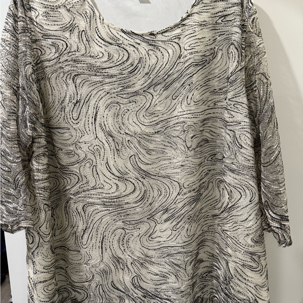 Caroline Rose Black and White Swirl Formal Top